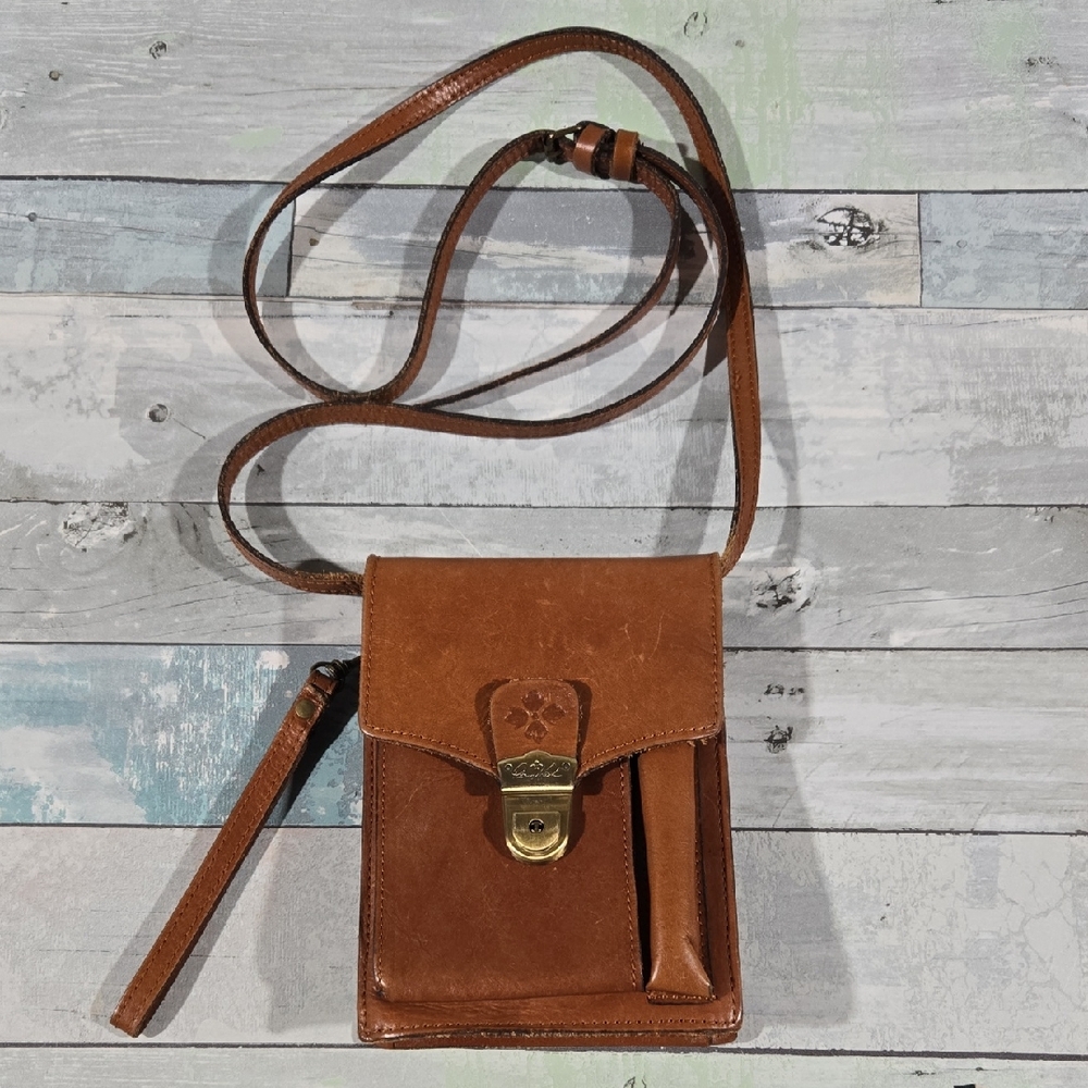 Brown Leather Patricia Nash Crossbody Bag Purse Vintage Look